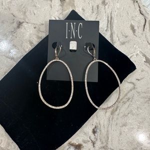 INC Macy’s Oval Rhinestone/Gold tone Earrings